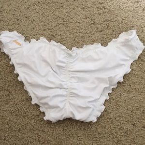 VS pink swim ruffle cheeky white bottoms